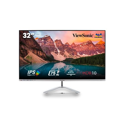 Viewsonic VX3276-MHD-3 80 cm (32 Zoll) Büro Monitor (Full-HD, IPS-Panel, HDMI, DP, Eye-Care, Eco-Mode, Lautsprecher, 3 Jahre Austauschservice) Silber-Schwarz