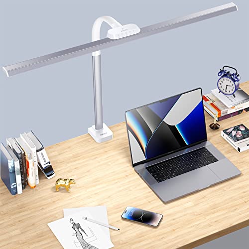KARY LED Schreibtischlampe klemmbar 24W Schreibtischleuchte mit biegbarem Schwanenhals Augenschutz Monitor Lampe mit 5 Farbtemperaturen und 5 Helligkeiten dimmbar für Home Office
