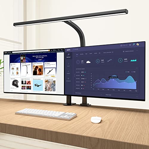 Schreibtischlampe LED Dimmbar, Architekt Schreibtischleuchte klemmbar für Homeoffice,24W Hell Led Workbench Bürobeleuchtung, Augenschutz Monitor Lampe Dimmbar & 6 Farbmodi, Auto-Dimmen